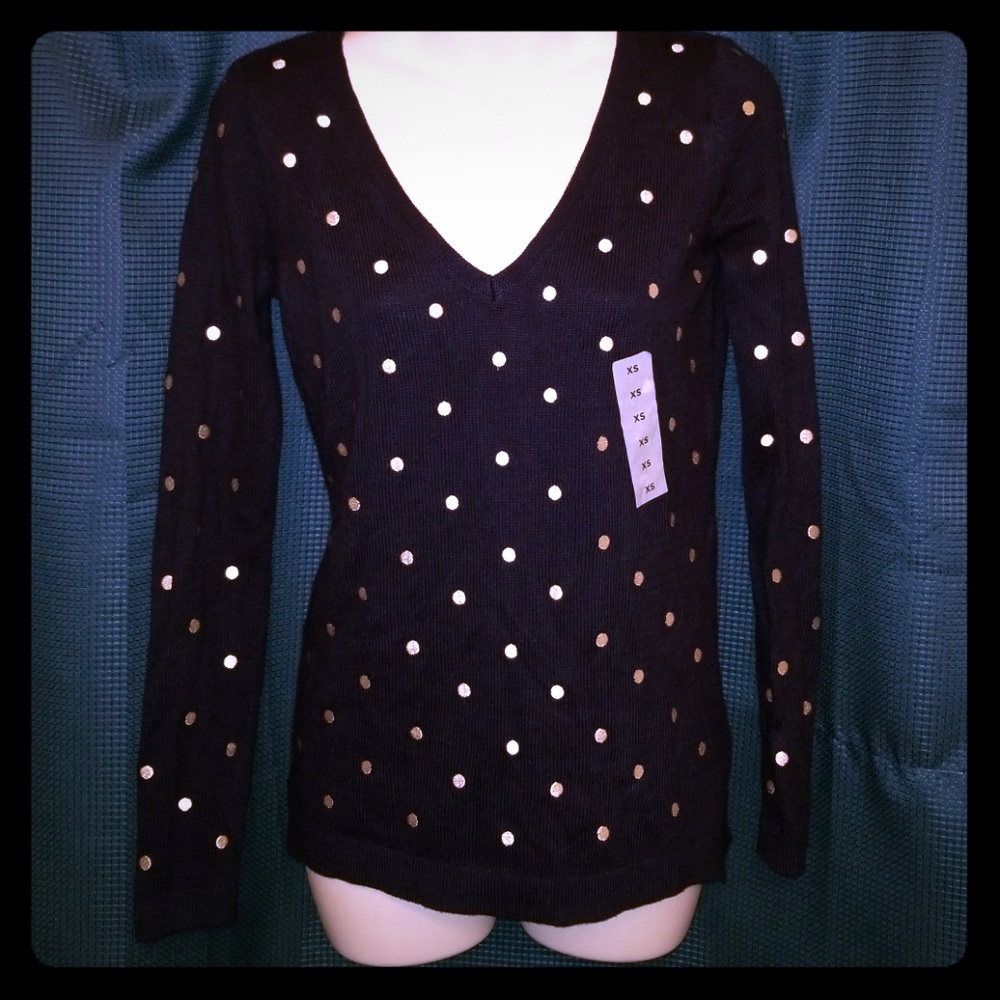 NWT Old Navy V Neck Polka Dot Sweater size xs